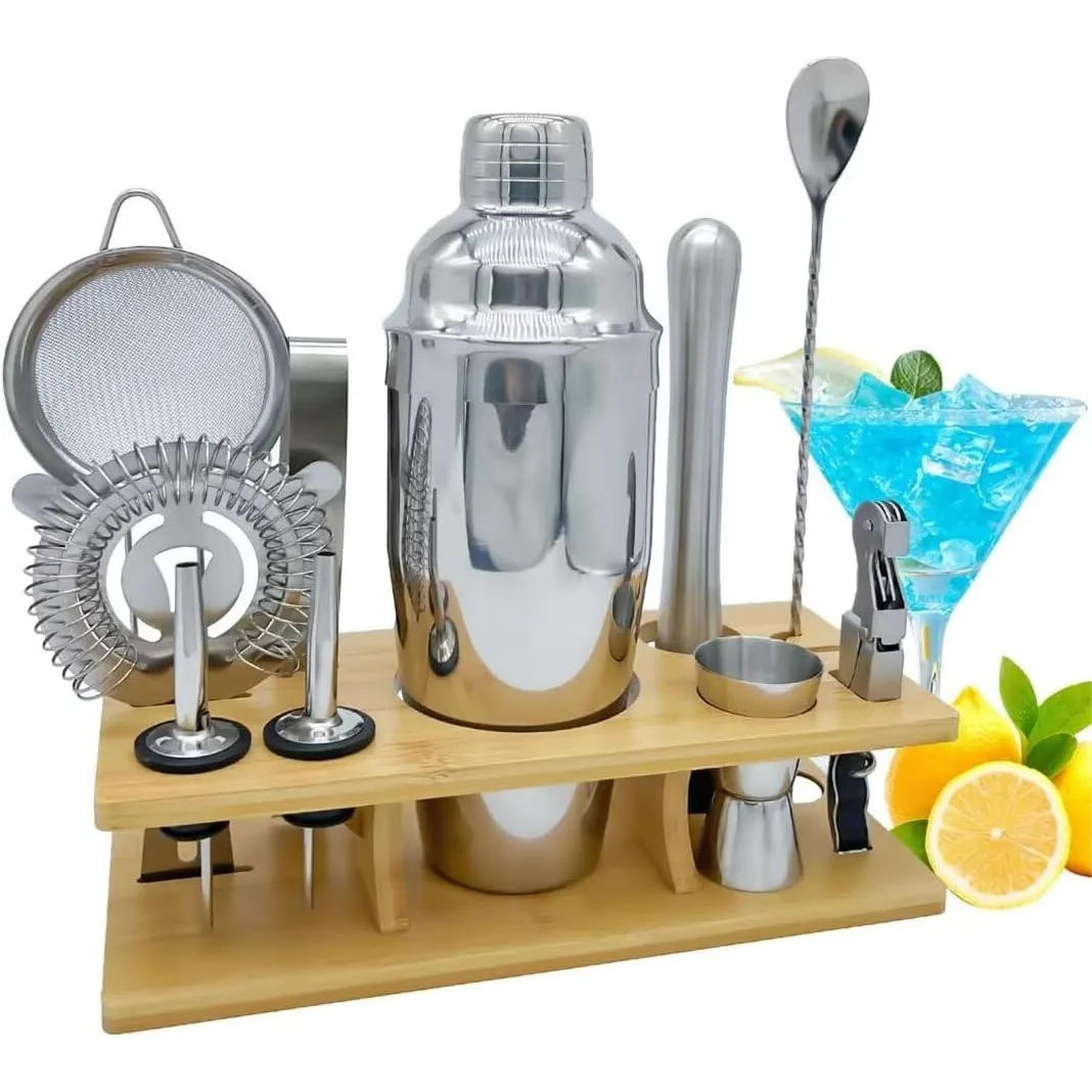 11-Piece Bartender Kit With Cocktail Shaker Set 25oz Boston Shaker And Bamboo Stand For Home Bar
11-Piece Bartender Kit With Cocktail Shaker Set 25oz Boston Shaker And Bamboo Stand For Home Bar