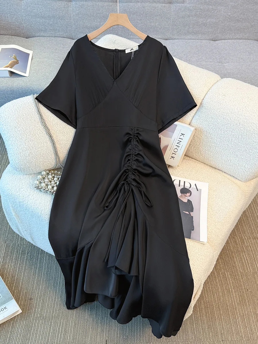 150Kg Plus Size Women's Bust 148 Summer Short-Sleeved V-Neck Pleated Waist Cinched Small Black Dress 5XL 6XL 7XL 8XL 9XL
150Kg Plus Size Women's Bust 148 Summer Short-Sleeved V-Neck Pleated Waist Cinched Small Black Dress 5XL 6XL 7XL 8XL 9XL