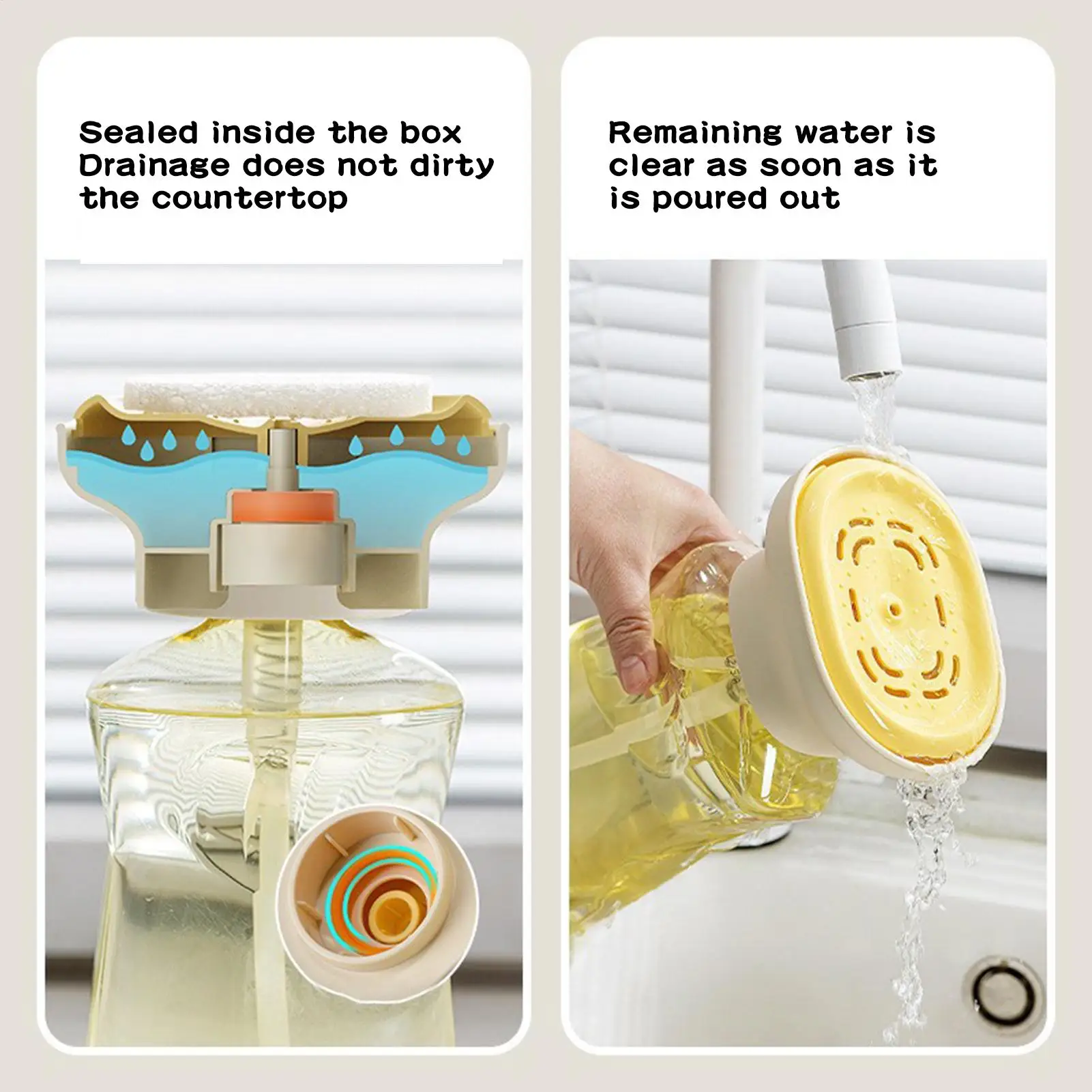 Dish soap dispenser and sponge holder soap liquid pump dispenser kitchen detergent press box Suitable for kitchen and bathroom
Dish soap dispenser and sponge holder soap liquid pump dispenser kitchen detergent press box Suitable for kitchen and bathroom