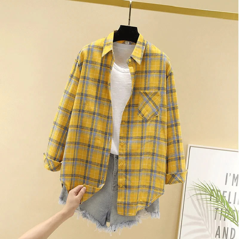 3XL Long Sleeve Plaid Shirts Women 2021 Spring Casual Loose Plaid Overcoat Oversize Turn Down Collar Top Blouse Shirt
3XL Long Sleeve Plaid Shirts Women 2021 Spring Casual Loose Plaid Overcoat Oversize Turn Down Collar Top Blouse Shirt