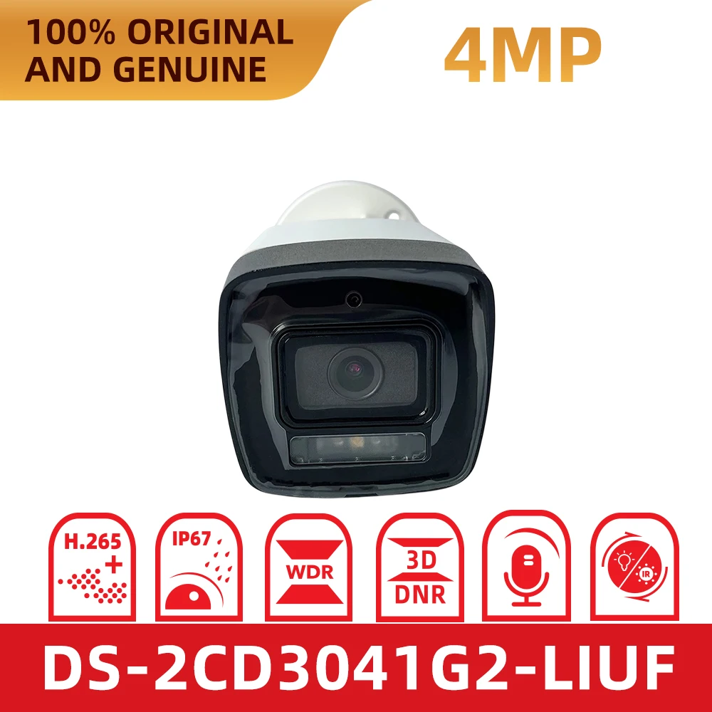 Hikvision Original DS-2CD3041G2-LIUF 4MP PoE Bullet IP Camera Smart Dual Light Built-in Mic IR30m IP67 Outdoor Security Camera
Hikvision Original DS-2CD3041G2-LIUF 4MP PoE Bullet IP Camera Smart Dual Light Built-in Mic IR30m IP67 Outdoor Security Camera