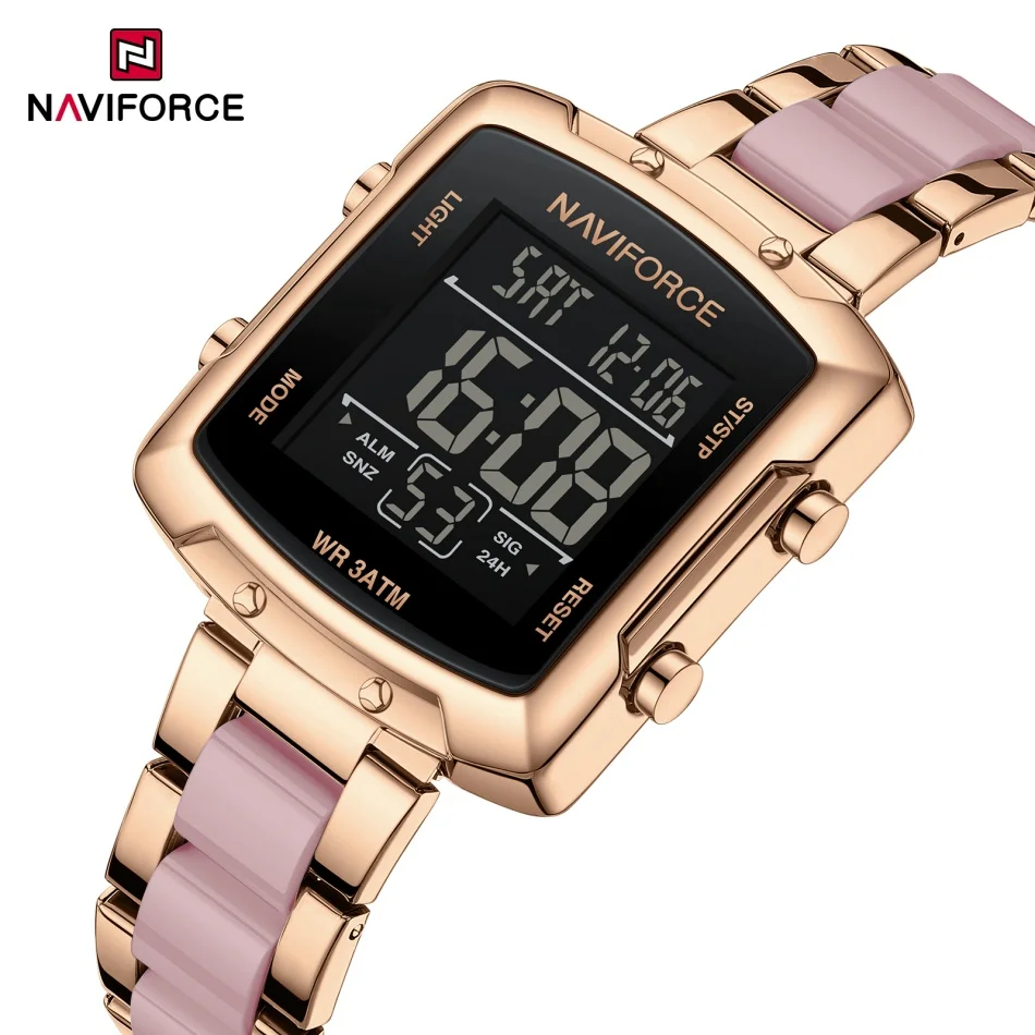 NAVIFORCE женские цифровые часы с ЖК-дисплеем из нержавеющей стали, календарь с дисплеем, модный режим будильника, повседневные часы, женские электронные часы
NAVIFORCE женские цифровые часы с ЖК-дисплеем из нержавеющей стали, календарь с дисплеем, модный режим будильника, повседневные часы, женские электронные часы