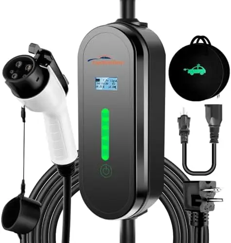 EV Charger Level 1+2 16A with 25ft Cord, NEMA 5-15P & 6-20 Plug, J1772 Compatible
EV Charger Level 1+2 16A with 25ft Cord, NEMA 5-15P & 6-20 Plug, J1772 Compatible