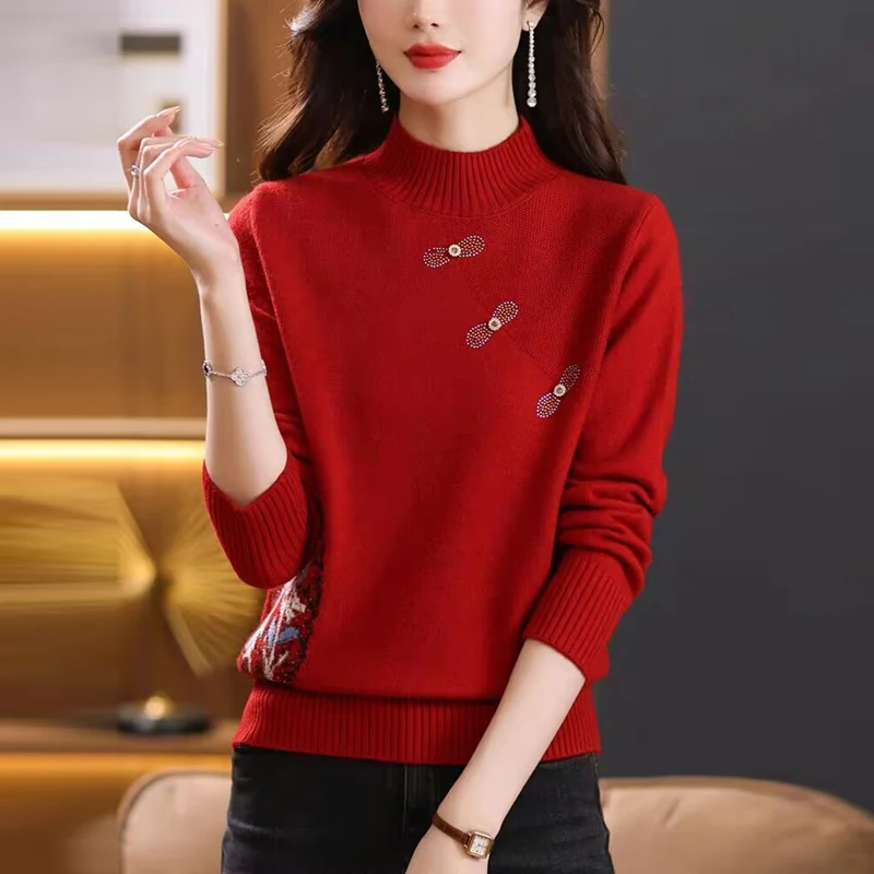 Women Knitwear Vintage Button Chinese Style Sweaters Autumn Winter Loose Casual Half High Collar Knitted Tops
Women Knitwear Vintage Button Chinese Style Sweaters Autumn Winter Loose Casual Half High Collar Knitted Tops