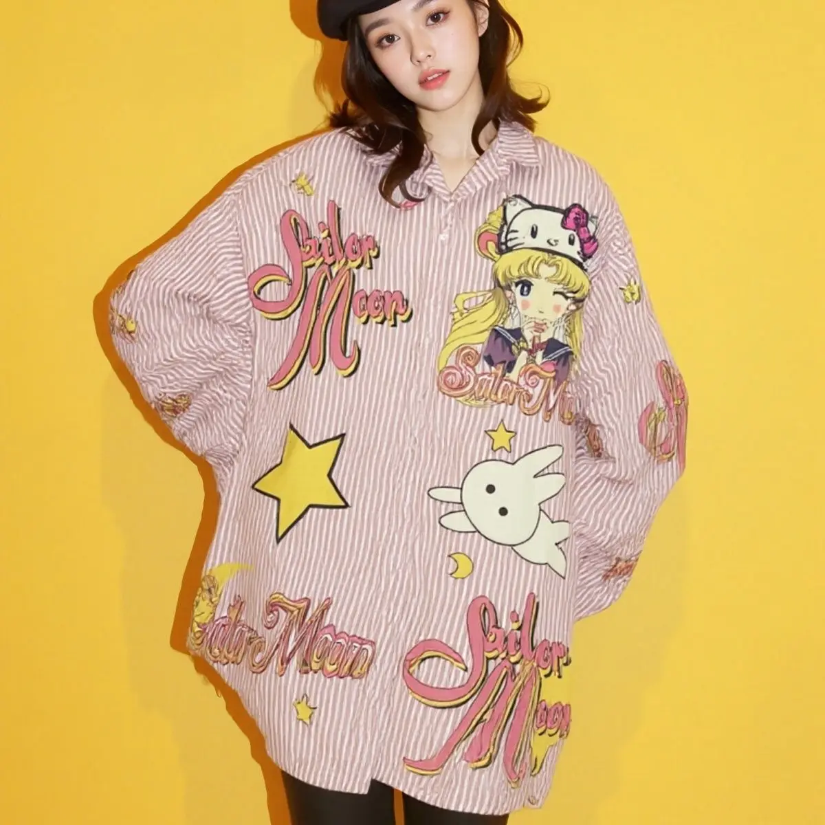 Sanrio Hello Kitty 2025 Women's Spring Summer Long Loose Shirt Japanese Style Harajuku Trendy Blouse Simple Casual Fashion Shirt
Sanrio Hello Kitty 2025 Women's Spring Summer Long Loose Shirt Japanese Style Harajuku Trendy Blouse Simple Casual Fashion Shirt