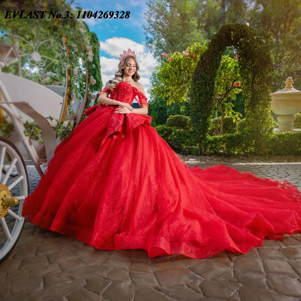 EVLAST Customized Shiny Red Quinceanera Dress Ball Gown Glitter Lace Applique Beading Tiered Sweet 16 Vestidos De 15 Anos E3Q773
EVLAST Customized Shiny Red Quinceanera Dress Ball Gown Glitter Lace Applique Beading Tiered Sweet 16 Vestidos De 15 Anos E3Q773