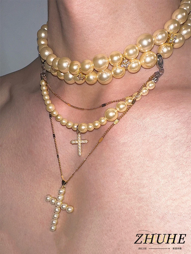ZHUHE Double Pearl Necklace New Gothic Style For Women Men's Jewelry Accessories Party Gifts
ZHUHE Double Pearl Necklace New Gothic Style For Women Men's Jewelry Accessories Party Gifts