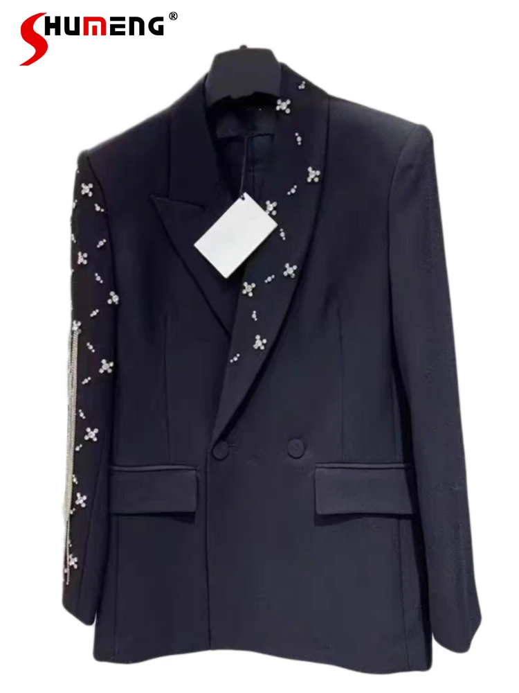 Women's 2025 Spring and Autumn New Chic Tailored Coats High Street High-end Shiny Suit Jackets Bling Bling Diamond Chain Blazers
Women's 2025 Spring and Autumn New Chic Tailored Coats High Street High-end Shiny Suit Jackets Bling Bling Diamond Chain Blazers