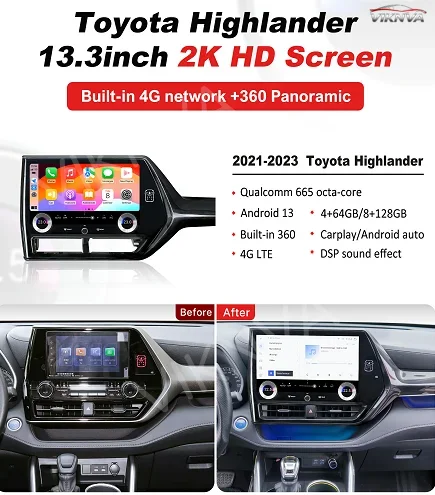 Android 13 Car Radio 13.3'' For Toyota Highlander 2021 2022 2023 Multimedia Player 2 Din GPS Carplay Autoradio Stereo Head Unit
Android 13 Car Radio 13.3'' For Toyota Highlander 2021 2022 2023 Multimedia Player 2 Din GPS Carplay Autoradio Stereo Head Unit