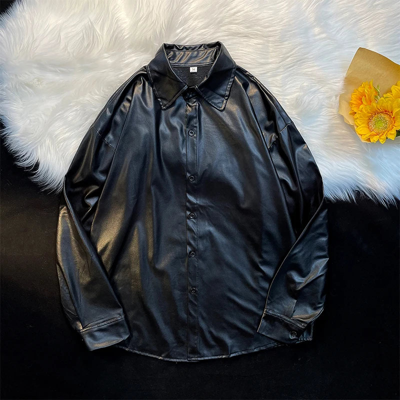 Loose Oversize PU Leather Shirt Button up Women's Style Couple Matching Streetwear Harajuku Trend Summer Long Sleeve Shirt
Loose Oversize PU Leather Shirt Button up Women's Style Couple Matching Streetwear Harajuku Trend Summer Long Sleeve Shirt