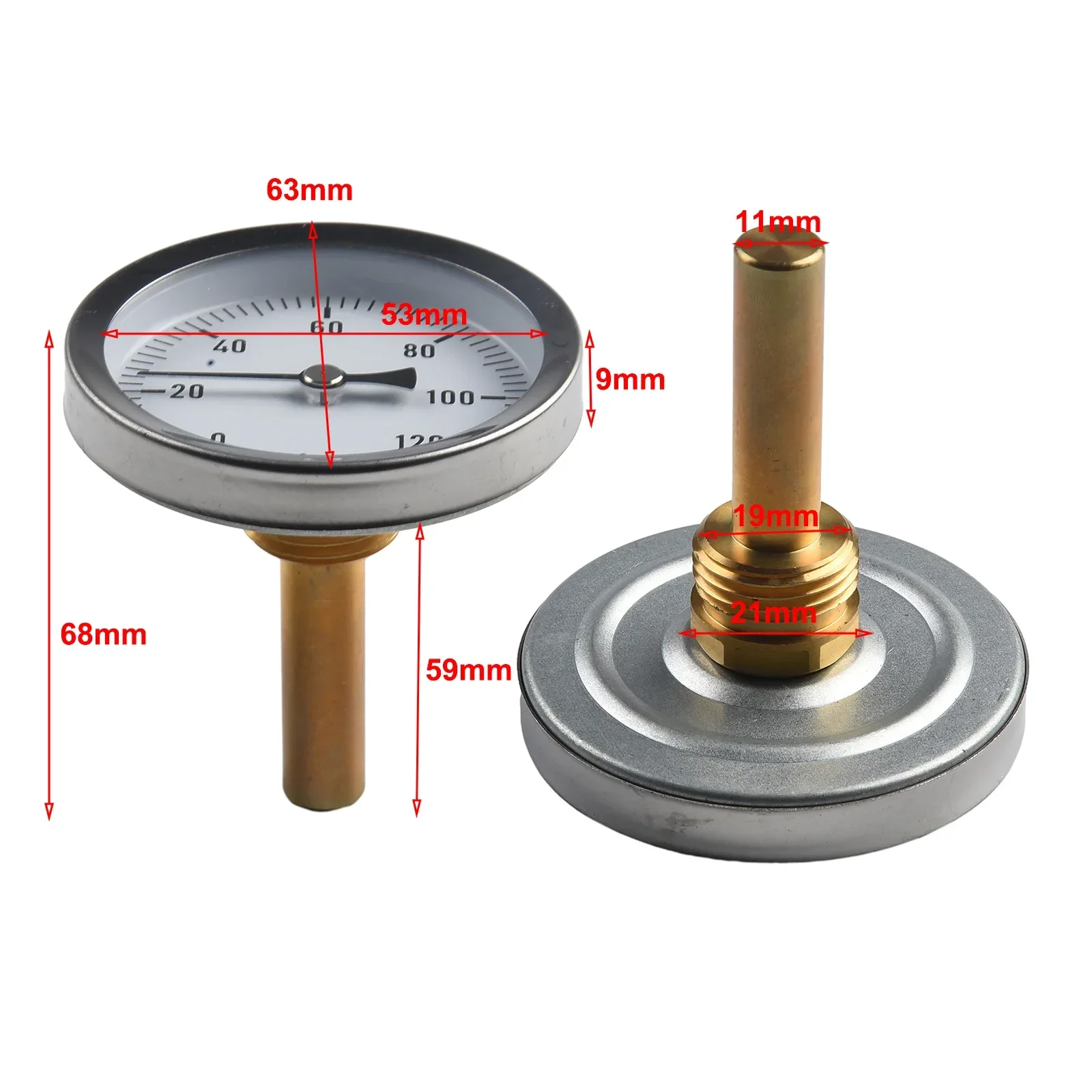 0-120degree Pipe Thermometer Measuring Graduation:2°C Total Length: 68mm/ 2.7 Inch 1/2" BSPT Taper Thread Rear Entry
0-120degree Pipe Thermometer Measuring Graduation:2°C Total Length: 68mm/ 2.7 Inch 1/2" BSPT Taper Thread Rear Entry