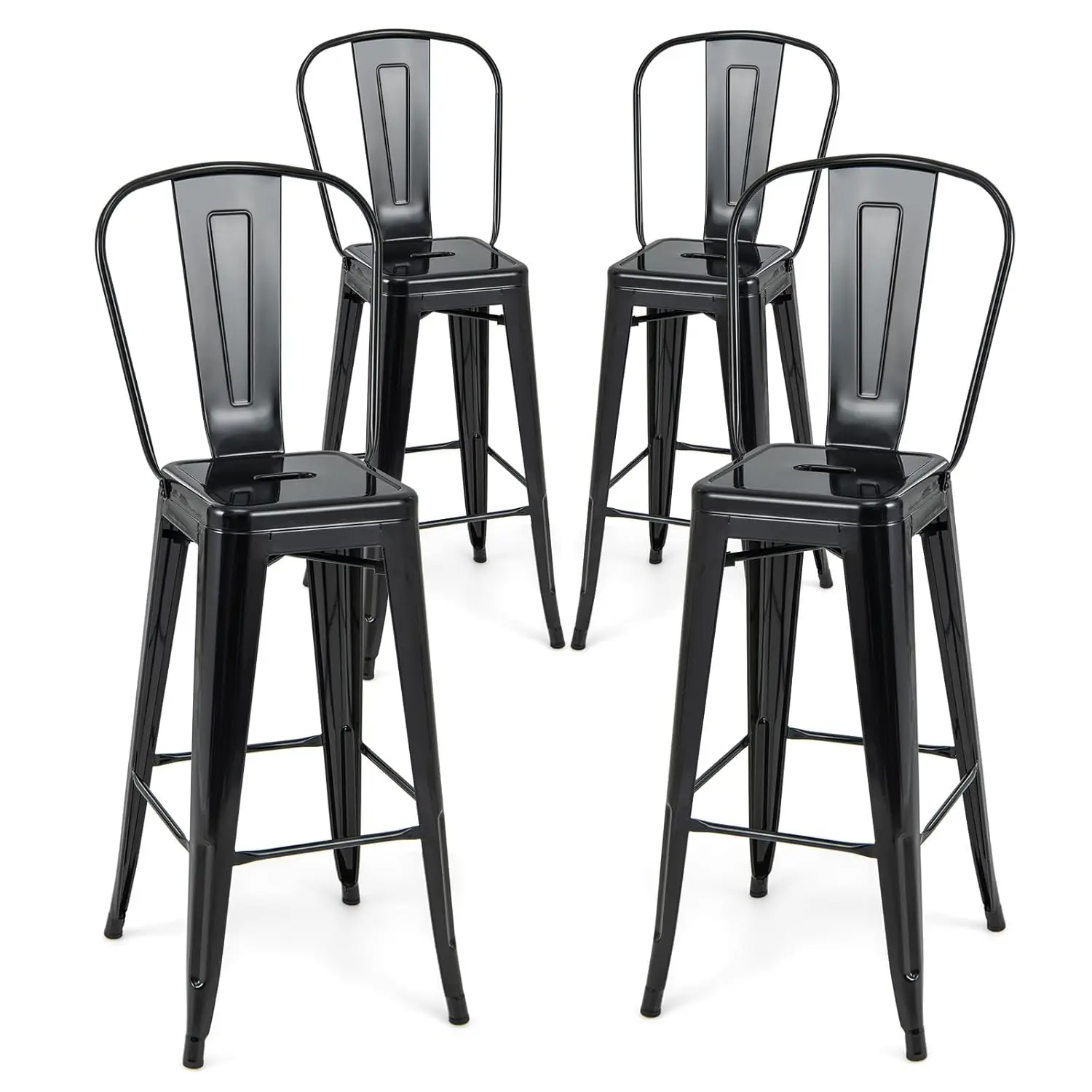 Metal Bar Stools Set of 4, 30" Bar Height Modern Industrial Barstools w/Removable Bucket Back & Footrest, High Back, Customized
Metal Bar Stools Set of 4, 30" Bar Height Modern Industrial Barstools w/Removable Bucket Back & Footrest, High Back, Customized