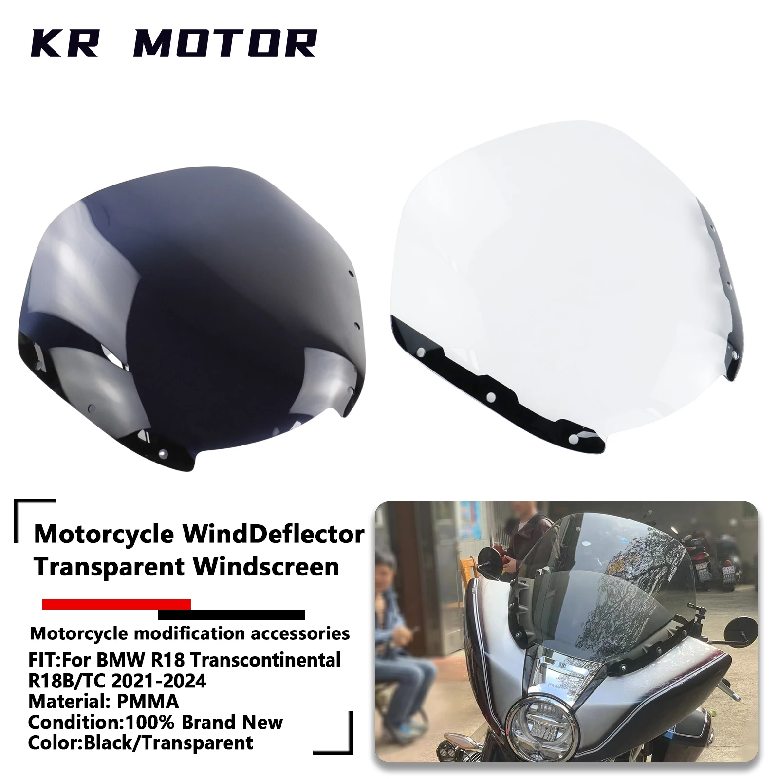 Motorcycle Fits For BMW R 18 Transcontinental R18B R18 B/TC 2021 2022 2023 2024 Wind Deflector Windshield Transparent Windscreen
Motorcycle Fits For BMW R 18 Transcontinental R18B R18 B/TC 2021 2022 2023 2024 Wind Deflector Windshield Transparent Windscreen