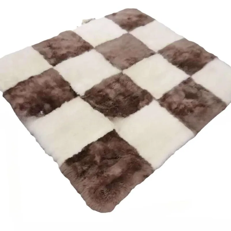 Chessboard new two-color sheepskin bay window floor mat, solid color wool splicing carpet
Chessboard new two-color sheepskin bay window floor mat, solid color wool splicing carpet