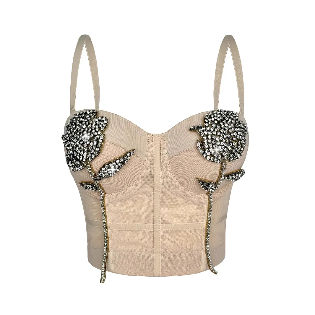 Glitter Rose Crystal Embroidered Bustier Top with Boning - Sexy Lace-Up Corset Vest for Women, Party Wear Push Up Bra
Glitter Rose Crystal Embroidered Bustier Top with Boning - Sexy Lace-Up Corset Vest for Women, Party Wear Push Up Bra