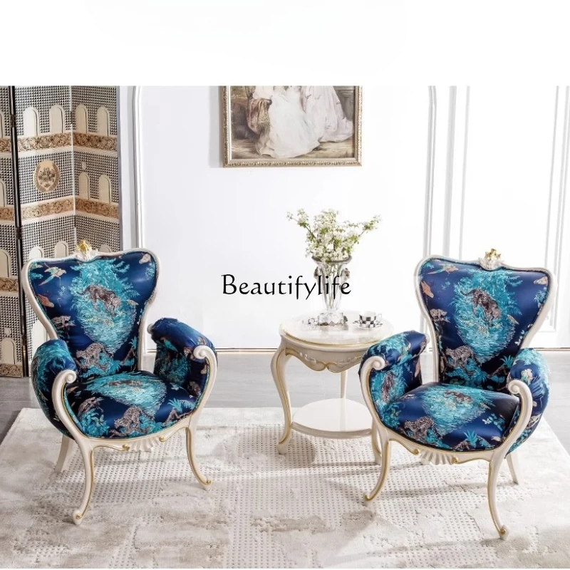 High-end French leisure chair villa sofa single seat European retro art chair
High-end French leisure chair villa sofa single seat European retro art chair