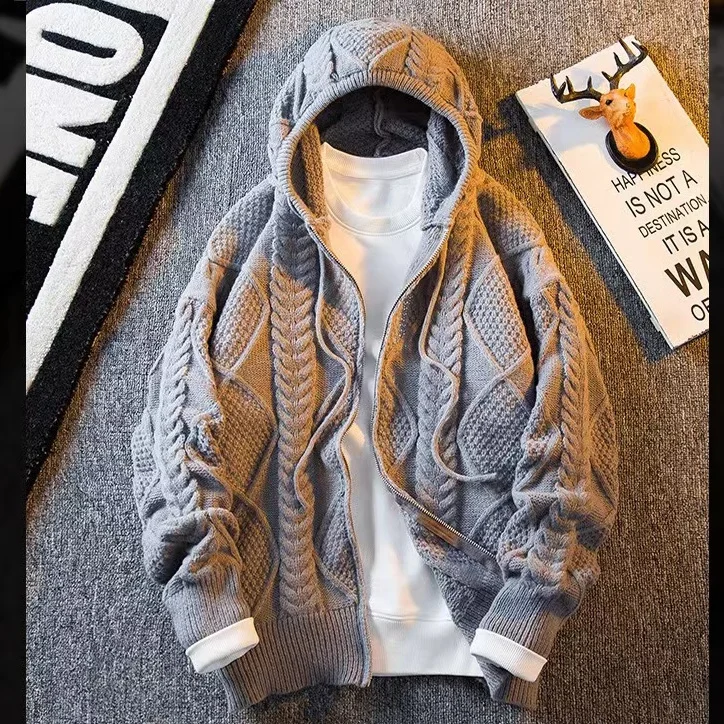 New Fashion England Style Hooded Streetwear Zipper Cardigan Autumn Winter Knitted Thick Sweater for Men with Hat Mens Clothes
New Fashion England Style Hooded Streetwear Zipper Cardigan Autumn Winter Knitted Thick Sweater for Men with Hat Mens Clothes