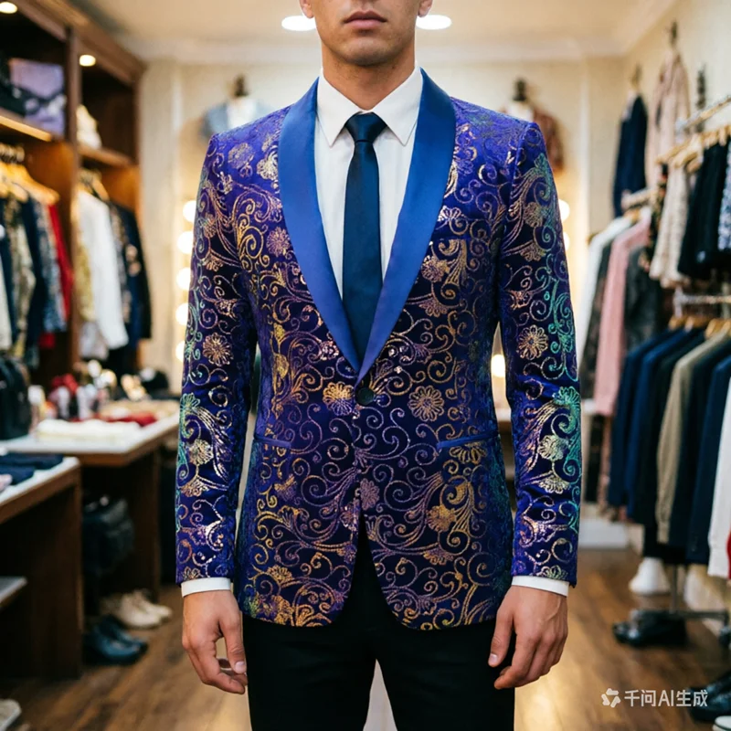 Fashion men gold velvet splicing luxury wedding suit 2 piece black / blue singer host stage performance Blazer and pants
Fashion men gold velvet splicing luxury wedding suit 2 piece black / blue singer host stage performance Blazer and pants