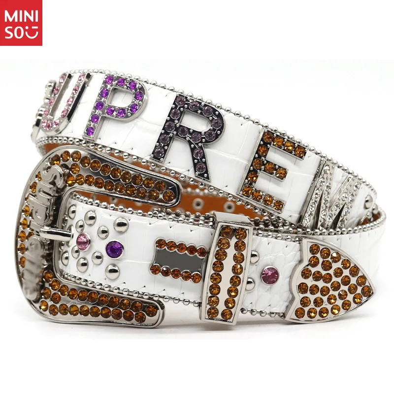 Miniso Men's Punk Rhinestone Belt, Edgy Street Style Surprise Waistband for Women
Miniso Men's Punk Rhinestone Belt, Edgy Street Style Surprise Waistband for Women