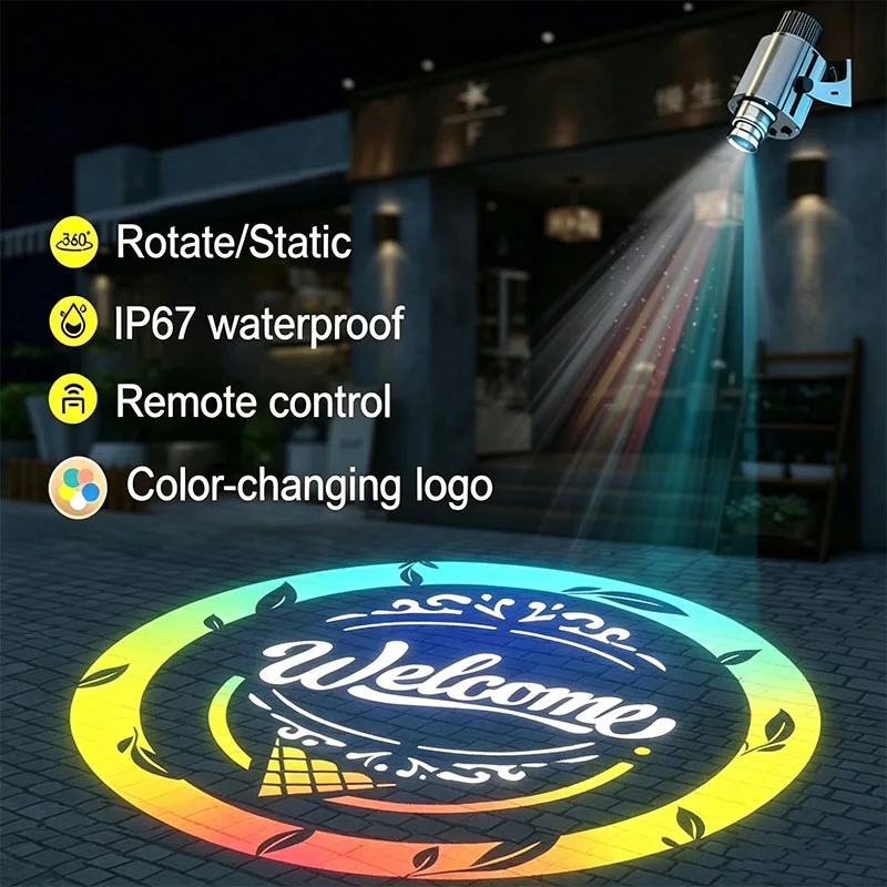Color Changing Logo LED Gobo Projector IP67 Waterproof Custom Logo Light for Shop Advertising Events Party Outdoor Lighting
Color Changing Logo LED Gobo Projector IP67 Waterproof Custom Logo Light for Shop Advertising Events Party Outdoor Lighting