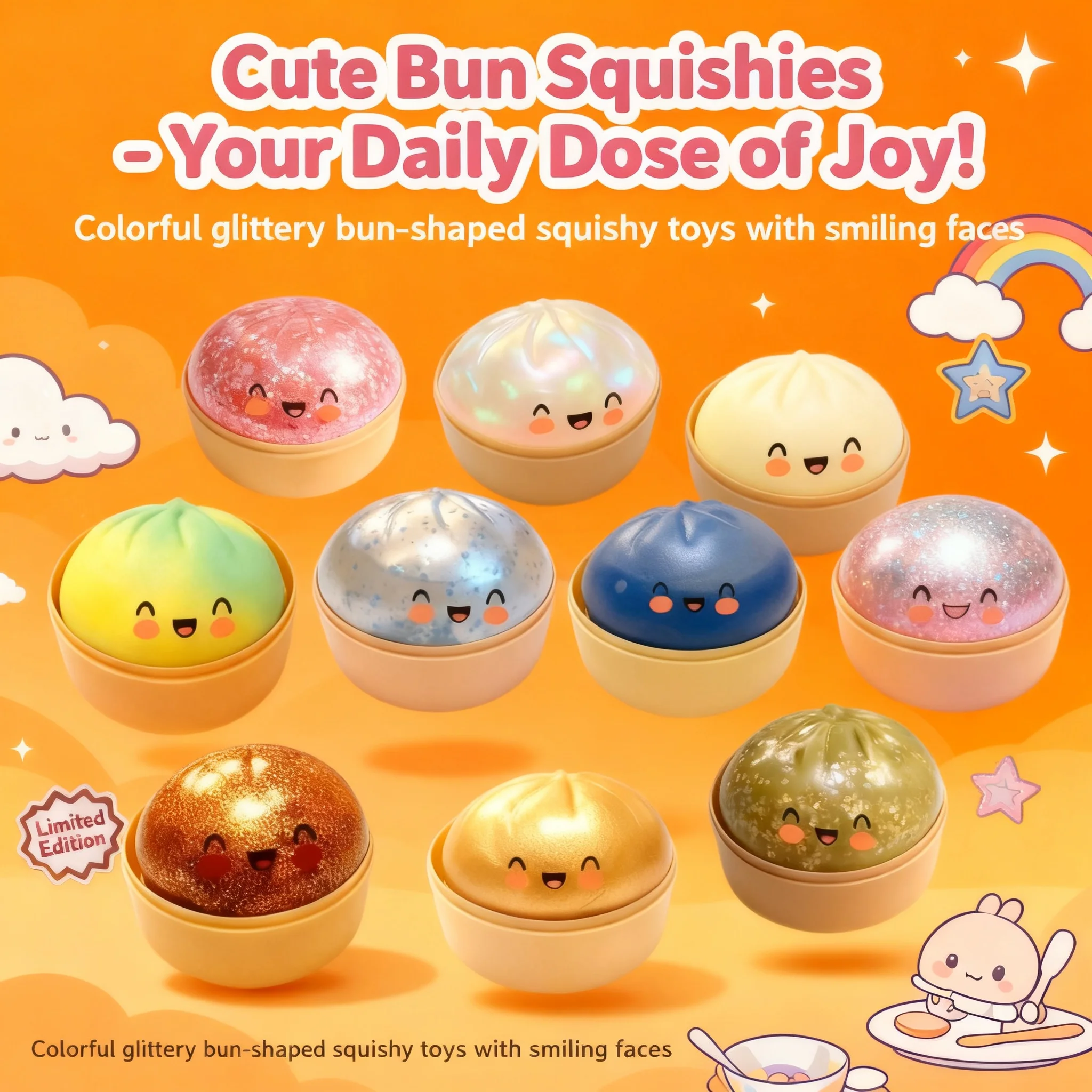 Squishy Dumpling Slow Rebound Stress Relief Fidget Toy Crystal Steamer Bun Food Shape Squeeze Fun Gifts Ornament
Squishy Dumpling Slow Rebound Stress Relief Fidget Toy Crystal Steamer Bun Food Shape Squeeze Fun Gifts Ornament