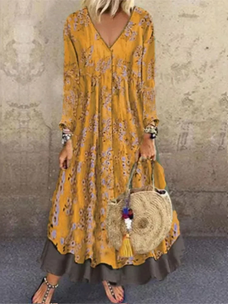 Women's Autumn Winter 2024 New Sexy V-neck Fashionable Retro Printed Seven Quarter Sleeve Dress Women's Fake Two-piece Set
Women's Autumn Winter 2024 New Sexy V-neck Fashionable Retro Printed Seven Quarter Sleeve Dress Women's Fake Two-piece Set