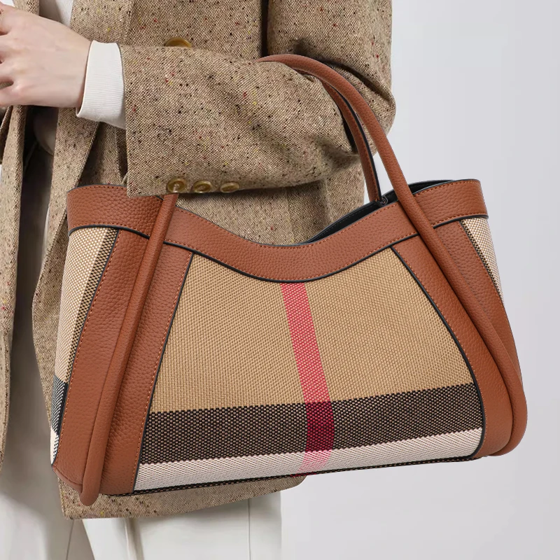 New Caramel Plaid Cowhide Tote Bag Women Adjustable Cross Strap Multi Storage Pockets Daily Commute Handbag
New Caramel Plaid Cowhide Tote Bag Women Adjustable Cross Strap Multi Storage Pockets Daily Commute Handbag