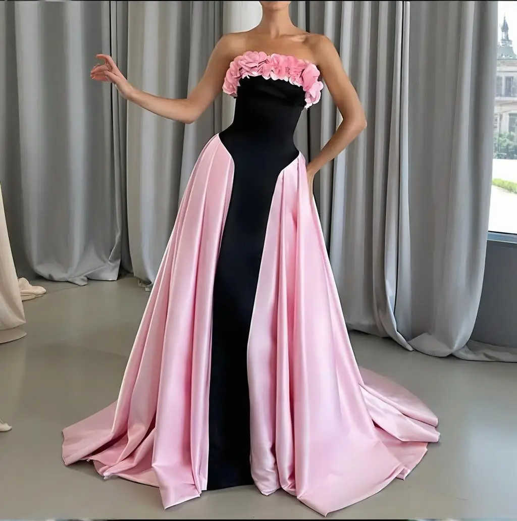 Hand Made Flower Pink Prom Dresses 2025 Strapless Backless arabic Long evening Dresses occasion dresses for women
Hand Made Flower Pink Prom Dresses 2025 Strapless Backless arabic Long evening Dresses occasion dresses for women