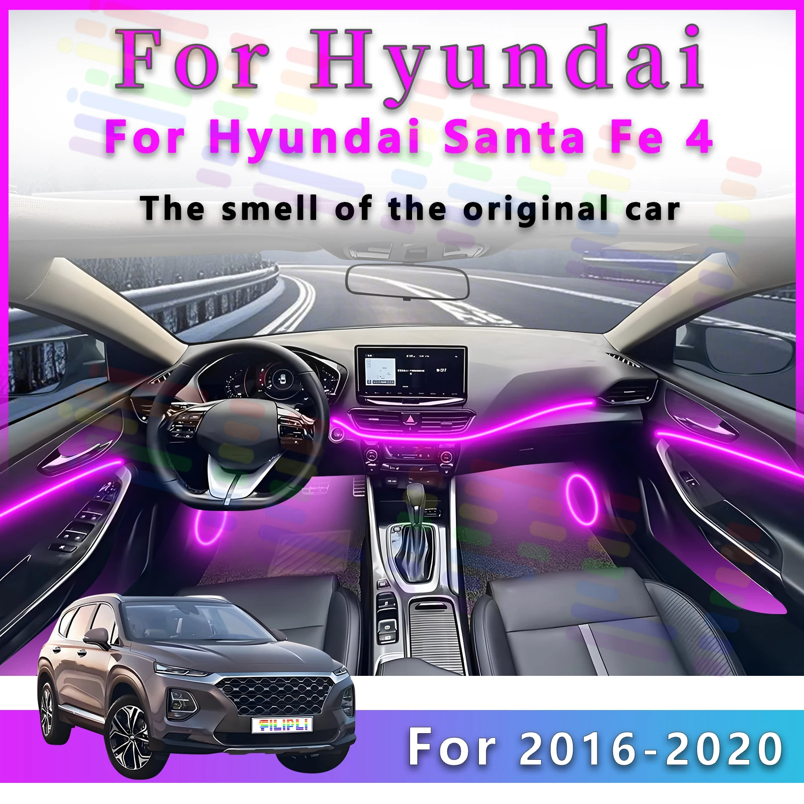 FILIPLI для Hyundai Santa Fe 4, внутренняя скрытая светодиодная лента для окружающего освещения, все цвета — настраиваемая функция и множественное освещение
FILIPLI для Hyundai Santa Fe 4, внутренняя скрытая светодиодная лента для окружающего освещения, все цвета — настраиваемая функция и множественное освещение