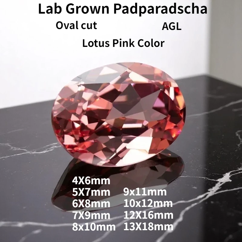 Lotus Pink Color Lab Grown Padparadscha Oval Cut Gemstone Sapphire for Jewelry Making Selectable with AGL Certificate
Lotus Pink Color Lab Grown Padparadscha Oval Cut Gemstone Sapphire for Jewelry Making Selectable with AGL Certificate