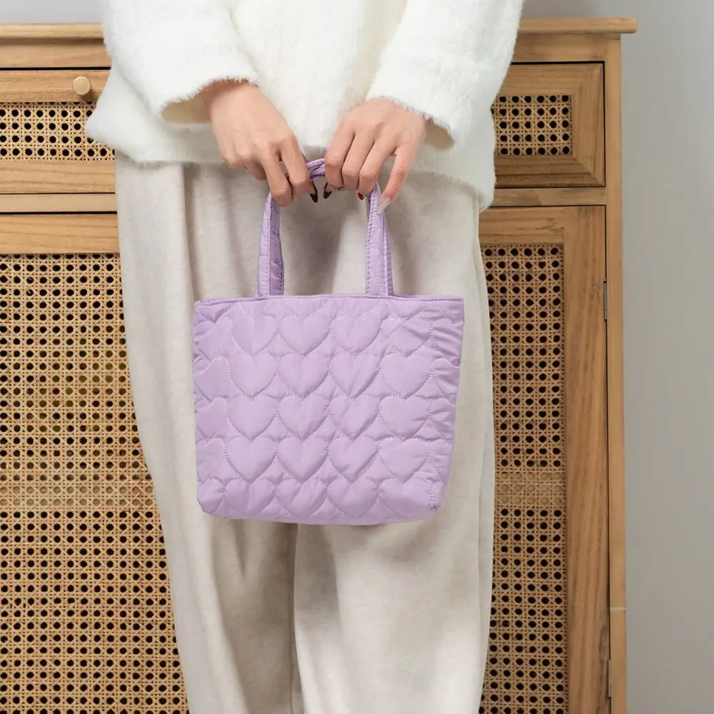 Japanese Korean Quilted Love Handbag Solid Color Sweet Puffer Tote Bag Chic Trendy Lovely Lunch Bag Shopping
Japanese Korean Quilted Love Handbag Solid Color Sweet Puffer Tote Bag Chic Trendy Lovely Lunch Bag Shopping