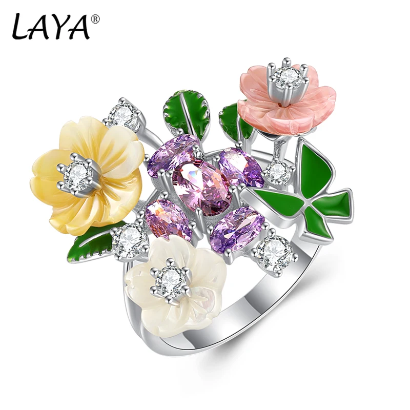 LAYA Ring Yellow Pink Shell Flower White Purple Zircon Handmade Enamel Designer Finger Party Engagement Romantic Fine Jewelry
LAYA Ring Yellow Pink Shell Flower White Purple Zircon Handmade Enamel Designer Finger Party Engagement Romantic Fine Jewelry