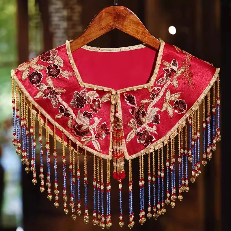 Women's Spring Summer Vintage Embroidery Pearl Tassel Pashmina Female Autumn Winter Chinese Vintage Shawl Cloak Collar R957
Women's Spring Summer Vintage Embroidery Pearl Tassel Pashmina Female Autumn Winter Chinese Vintage Shawl Cloak Collar R957