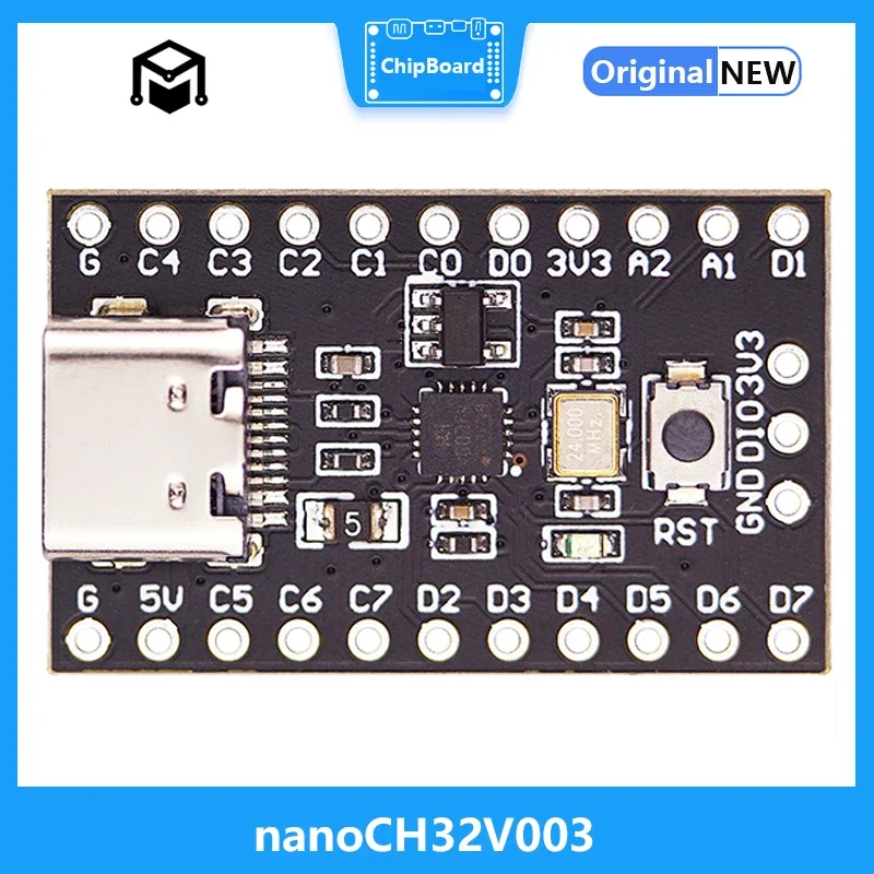 nanoCH32V003 Макетная плата WCH RISC-V TYPE-C Интерфейс USB Кнопка сброса Светодиодный 1-проводной интерфейс последовательной отладки с открытым исходным кодом
nanoCH32V003 Макетная плата WCH RISC-V TYPE-C Интерфейс USB Кнопка сброса Светодиодный 1-проводной интерфейс последовательной отладки с открытым исходным кодом