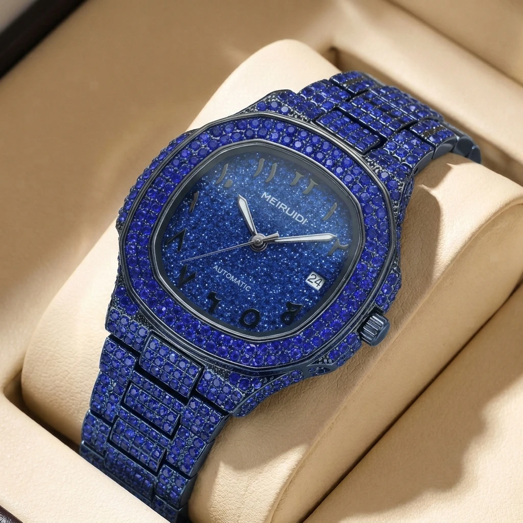 1 piece Cool Blue Fully Inlaid Watch Automatic Mechanical Style Shining Dial Square Design
1 piece Cool Blue Fully Inlaid Watch Automatic Mechanical Style Shining Dial Square Design