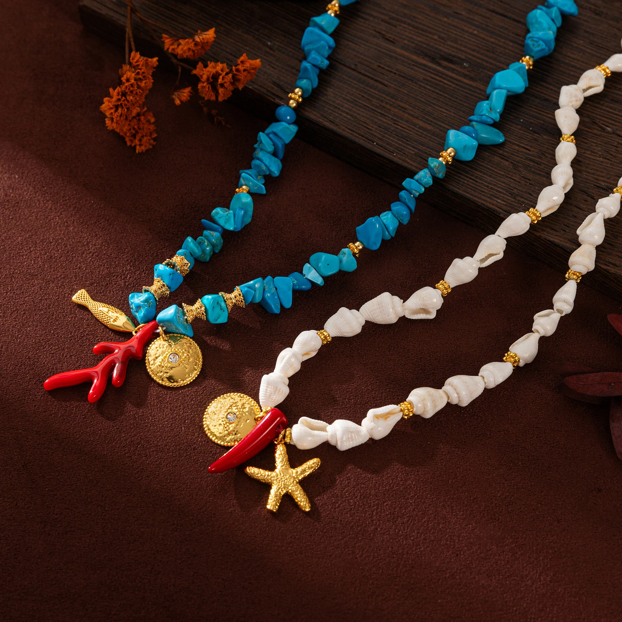 New Fashion Retro Ocean Series Pendant Round Bead Chain Pendant Beautiful Necklace
New Fashion Retro Ocean Series Pendant Round Bead Chain Pendant Beautiful Necklace