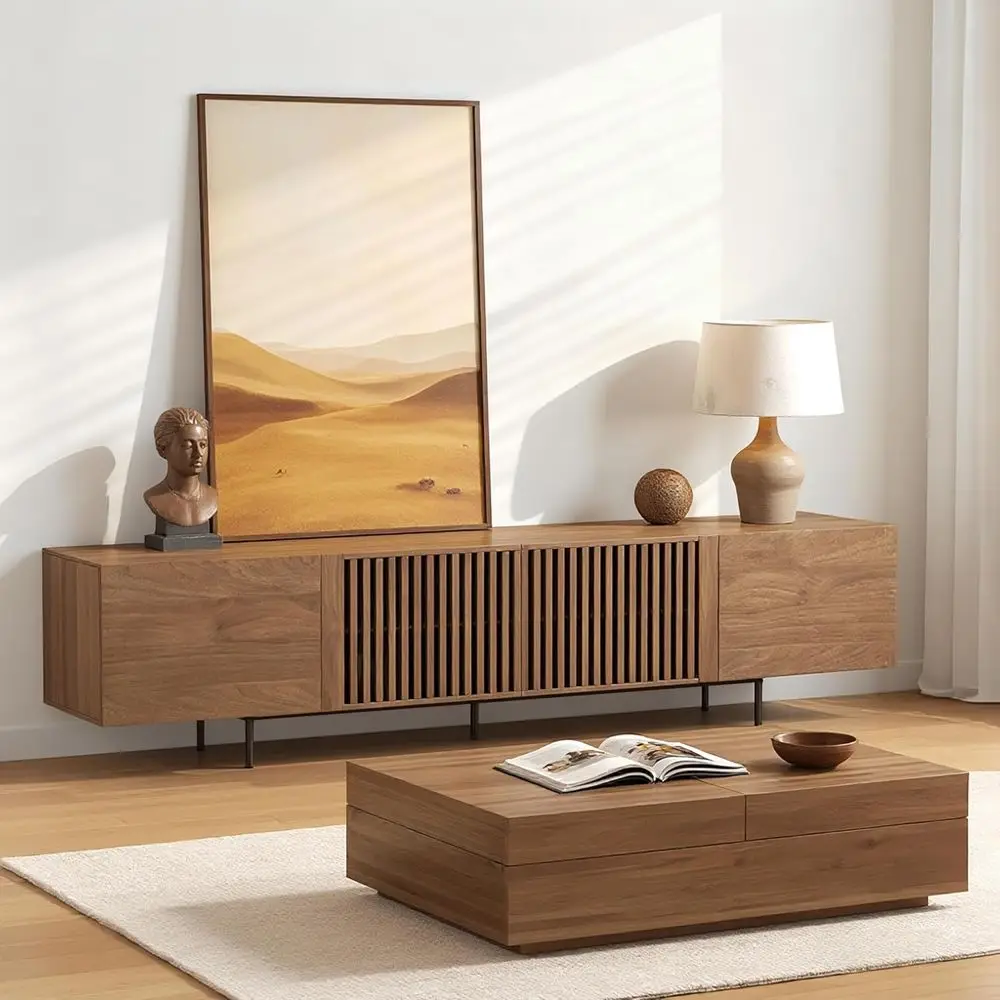 94.48 Large Walnut TV Stand and Expandable Coffee Table Set, Storage Entertainment Center for Living Room and Bedroom Decor
94.48 Large Walnut TV Stand and Expandable Coffee Table Set, Storage Entertainment Center for Living Room and Bedroom Decor