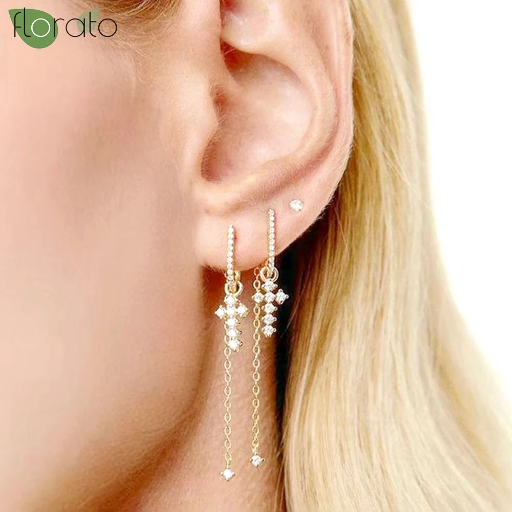 925 Sterling Silver Needle Long Chain Tassel Drop Earrings for Women Shining Cross Zircon Dangle Earring Wedding Fine Jewelry
925 Sterling Silver Needle Long Chain Tassel Drop Earrings for Women Shining Cross Zircon Dangle Earring Wedding Fine Jewelry