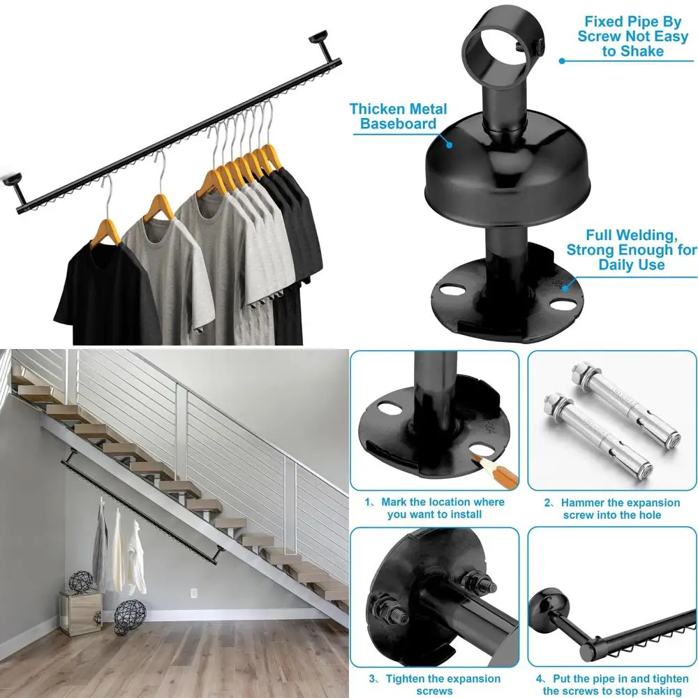 Adjustable Hanging Closet Rod for Sloped Ceilings, Attic, and Under Stairs Storage Solutions (Black)
Adjustable Hanging Closet Rod for Sloped Ceilings, Attic, and Under Stairs Storage Solutions (Black)
