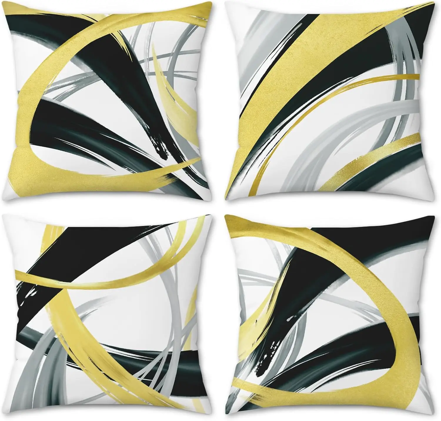 4pcs Black Gold Grey White Abstract Brush Stroke Printed Pillow Cover Polyester Cushion Case 2D Flat Printing Modern Decor Now
4pcs Black Gold Grey White Abstract Brush Stroke Printed Pillow Cover Polyester Cushion Case 2D Flat Printing Modern Decor Now