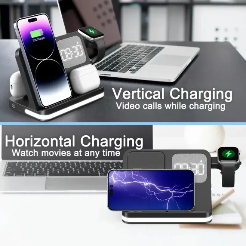 6 in 1 Wireless Charger Station Universal Fast Charging With Digital Alarm Clock For iPhone Samsung Enabled Phones Watch Earbuds
6 in 1 Wireless Charger Station Universal Fast Charging With Digital Alarm Clock For iPhone Samsung Enabled Phones Watch Earbuds