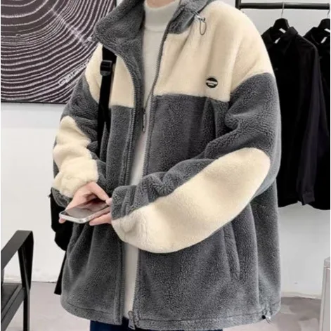 Lamb Fur Collar Cotton Jaet Men's Loose Casual Autumn Winter Korean Sle Trendy Warm Coat Long Zipper Side ket Decor
Lamb Fur Collar Cotton Jaet Men's Loose Casual Autumn Winter Korean Sle Trendy Warm Coat Long Zipper Side ket Decor