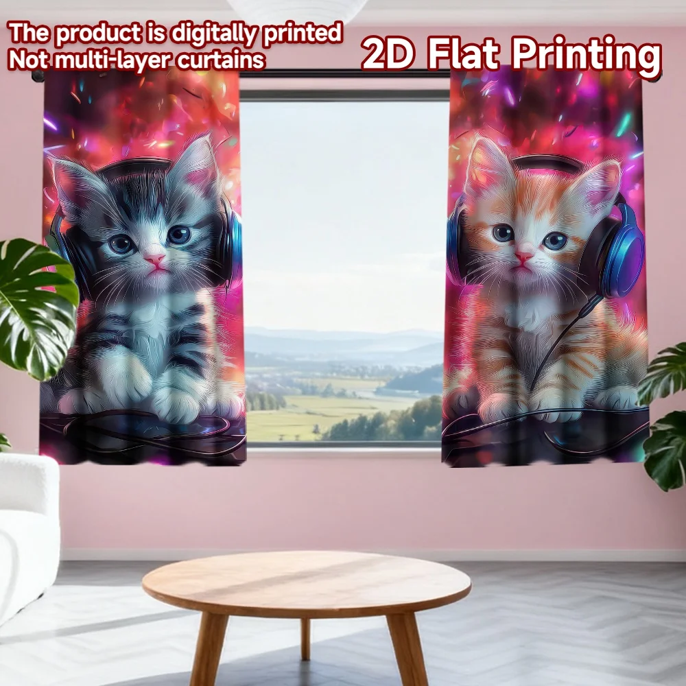 2D flat printing 2pcs Window Curtains Music Party Kittens Digital Printed Polyester Drapes Party Decorations for Holiday Home
2D flat printing 2pcs Window Curtains Music Party Kittens Digital Printed Polyester Drapes Party Decorations for Holiday Home