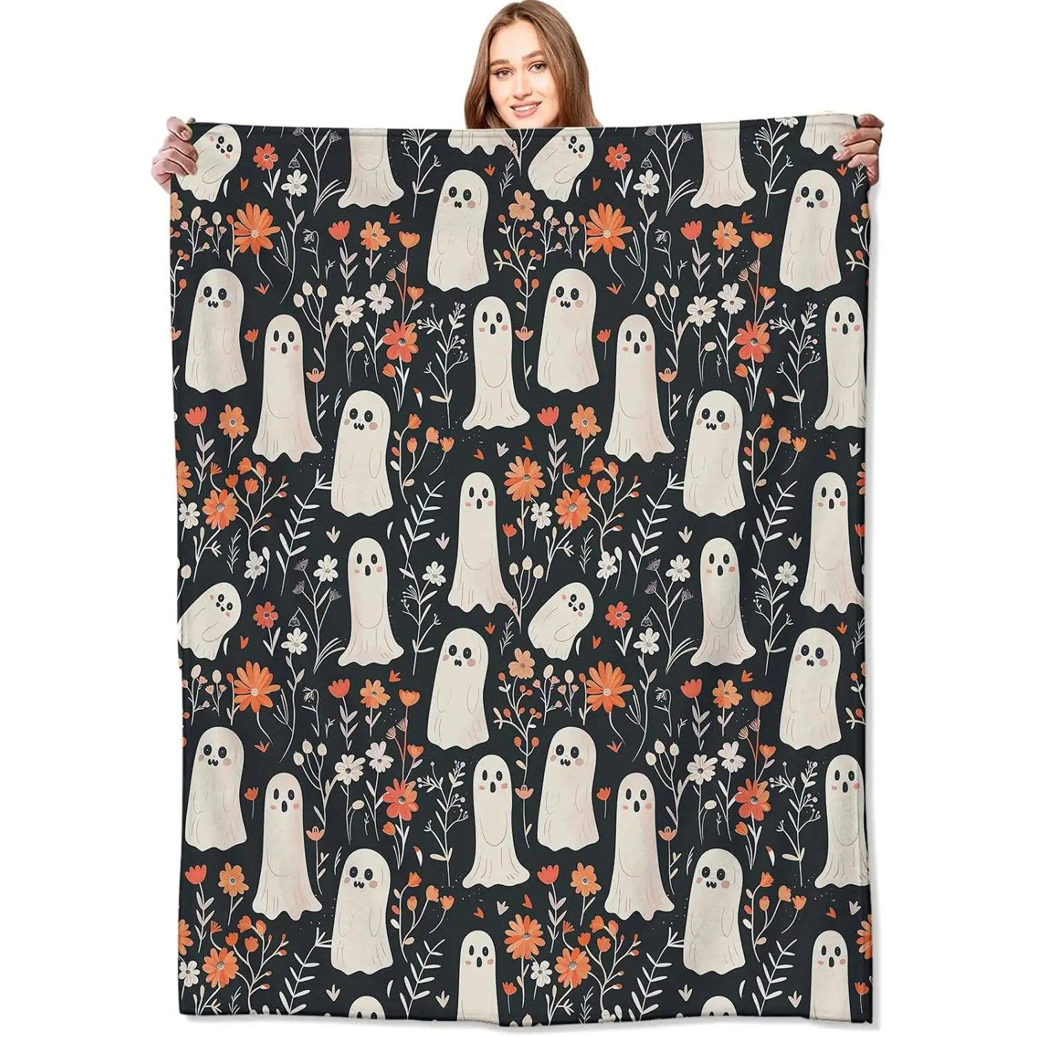 Spooky Ghost Blanket Cute Floral Autumn Flowers Throw Blankets Gifts for Kids Lightweight Soft Fleece Cozy for Sofa Couch Bed
Spooky Ghost Blanket Cute Floral Autumn Flowers Throw Blankets Gifts for Kids Lightweight Soft Fleece Cozy for Sofa Couch Bed