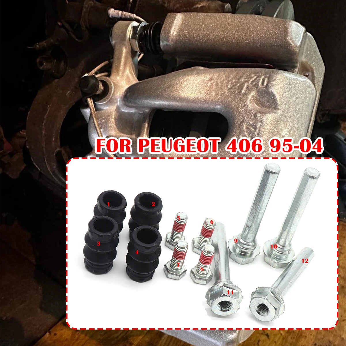 Left Front Right FOR PEUGEOT 406 1995-2004 Brake Caliper Cylinder Slider Guide Pin For Disc Housing Bolts Bushing Boot Seal Kit
Left Front Right FOR PEUGEOT 406 1995-2004 Brake Caliper Cylinder Slider Guide Pin For Disc Housing Bolts Bushing Boot Seal Kit