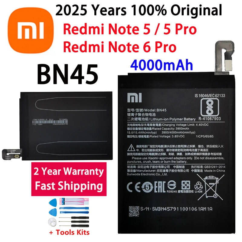 2025 лет Xiao mi 100% оригинальный аккумулятор BN45 для Xiaomi Redmi Note 5 Note 6 Pro Note5 4000 мАч Высококачественный аккумулятор для мобильного телефона
2025 лет Xiao mi 100% оригинальный аккумулятор BN45 для Xiaomi Redmi Note 5 Note 6 Pro Note5 4000 мАч Высококачественный аккумулятор для мобильного телефона
