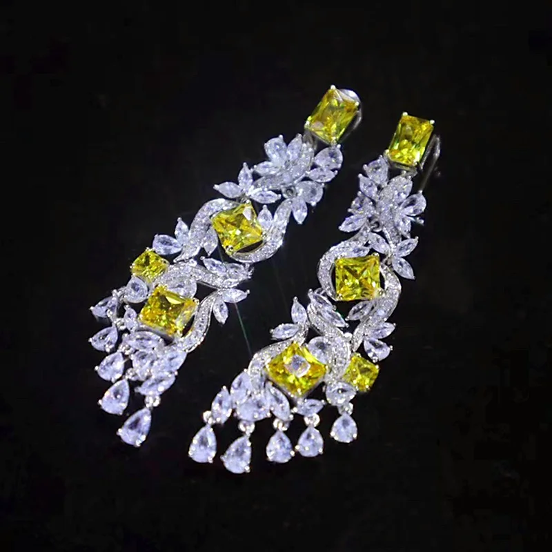 ZOCA Luxury Yellow Diamond Champagne New 925 Sterling Silver Long Earrings Women's Gift Premium Jewelry Zircon Drop Earrings
ZOCA Luxury Yellow Diamond Champagne New 925 Sterling Silver Long Earrings Women's Gift Premium Jewelry Zircon Drop Earrings