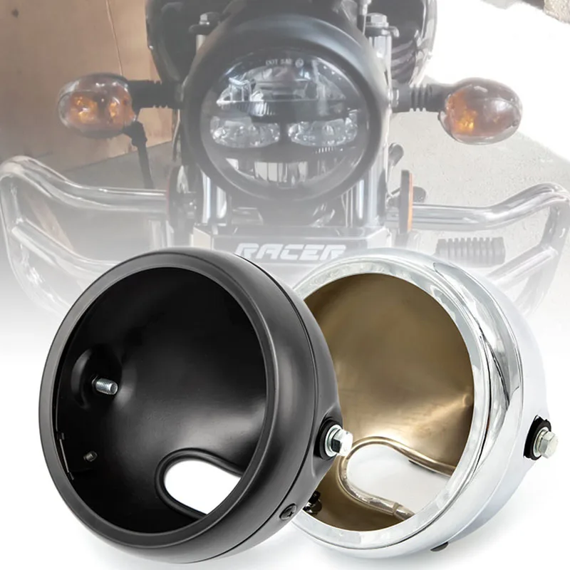 5.75-inchfor Harley headlights housing. Motorcycle retro-style light housing. Front headlight protection cover.
5.75-inchfor Harley headlights housing. Motorcycle retro-style light housing. Front headlight protection cover.