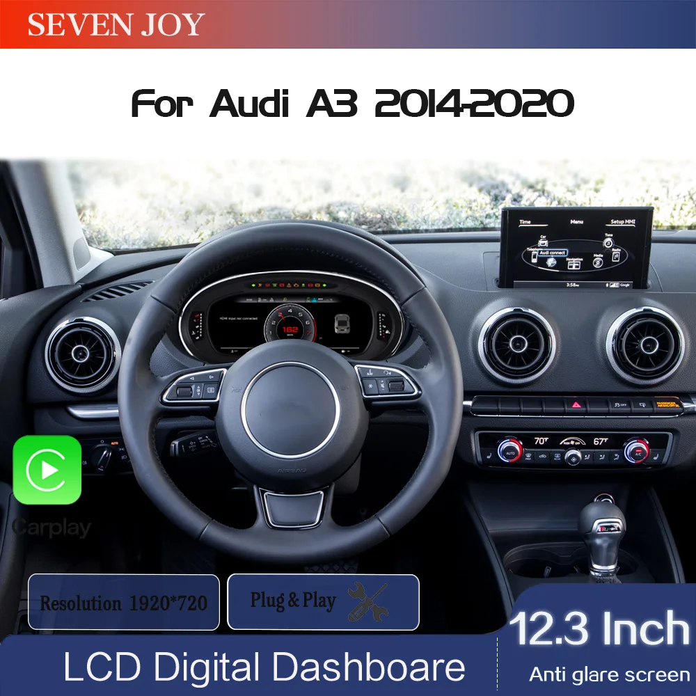 12.3-inch HD screen for Audi A3 2014-2020 speedometer, dashboard, plug and play, HD LCD digital instrument panel
12.3-inch HD screen for Audi A3 2014-2020 speedometer, dashboard, plug and play, HD LCD digital instrument panel