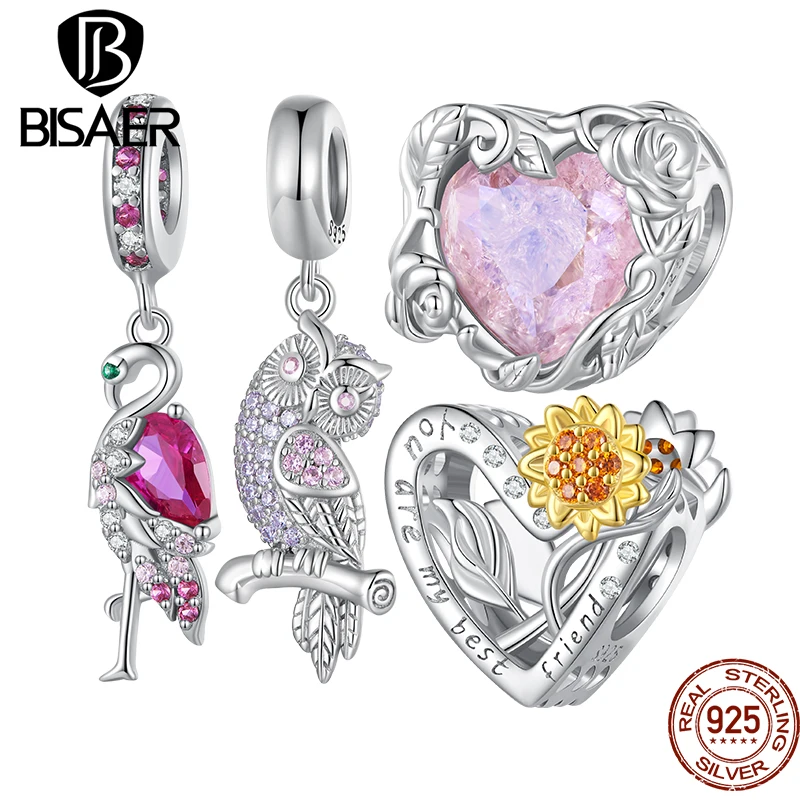 BISAER 925 Sterling Silver Owl Charm Bead Flamingo Pendant Plated Platinum for Exquisite Women Bracelet Necklace DIY jewelry
BISAER 925 Sterling Silver Owl Charm Bead Flamingo Pendant Plated Platinum for Exquisite Women Bracelet Necklace DIY jewelry